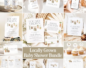 Locally Grown Baby Shower Bundle, Farmers Market Baby Shower Bundle, Locally Grown Baby Shower Games, Editable Locally Grown Invitation, LG