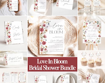 Love In Bloom Bridal Shower Invitation Wildflower Wedding Shower Printable Spring Floral Decorations Editable Template P5