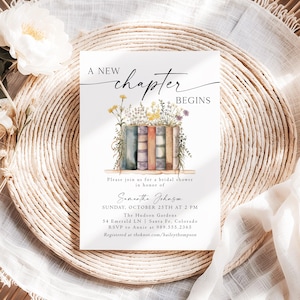 A New Chapter Bridal Shower Invitation Template, Editable Her Next Chapter Begins Wedding Shower Invite, DIY Book Invitation NC