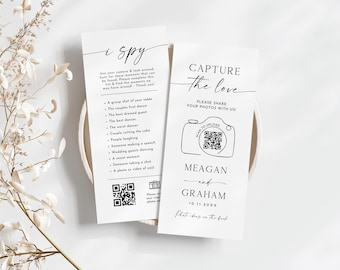 Capture The Love Wedding Game I Spy QR Code Reception Photo Hunt Blow Up Their Phones Share Photos Table Card Printed & Shipped ML