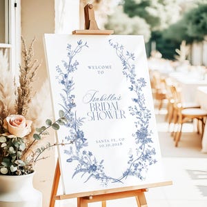 Vintage Floral Bridal Shower Welcome Sign, Dusty Blue Welcome Sign, Bridal Shower Welcome Sign, Wedding Welcome Sign, Brunch & Bubbly, Y1