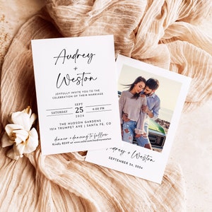 Modern Minimalist Wedding Invitation Template, DIY Editable Reception Invite With Photo, Printable Picture Marriage Ceremony Invites, P1