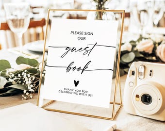 Guestbook Sign Template Please Sign Our Guestbook Wedding Table Decor Reception Table Signage Baby Shower Bridal Shower Editable Canva Sign