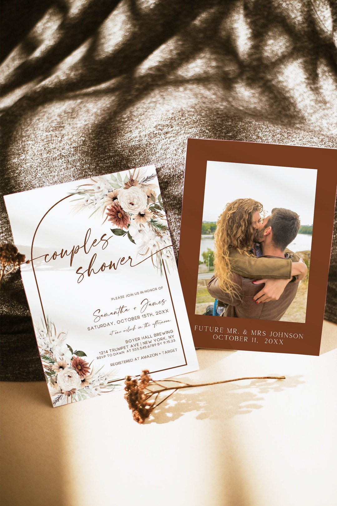 Boho Engagement Party Invite, Boho Rustic Couples Shower Invite, Fall