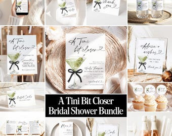 A Tini Bit Closer Bridal Shower Invitation Dirty Martini Bridal Shower Invite Coquette Black Bow Games & Signs Bundle Editable Template OM