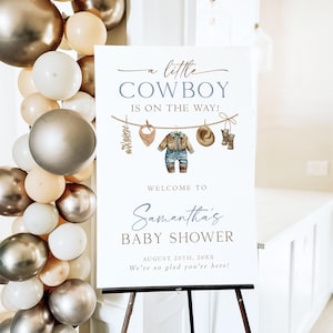 Cowboy Baby Shower Welcome Sign, Little Cowboy Is On The Way Baby Shower, Wild West Baby Boy Shower Decorations, Western Welcome Poster LC1
