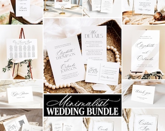 Minimalist Wedding Bundle Modern Wedding Reception Bundle Editable Luxury Wedding Stationary Templates DIY Printable Wedding Suite Signs MC