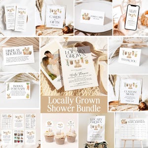 Locally Grown Baby Shower Bundle, Farmers Market Baby Shower Bundle, Home Grown Baby Shower Games, Editable Girl Baby Shower Invitation, HG