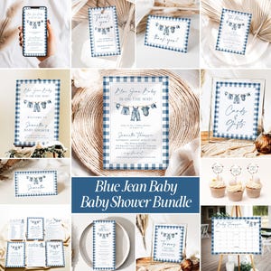 Blue Jean Baby Shower Invitation, Denim Western Baby Shower Template, Western Rustic Baby Shower Invite, Country Boy Baby Shower Invites, BJ imagen 1