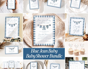 Blue Jean Baby Shower Invitation, Denim Western Baby Shower Template, Western Rustic Baby Shower Invite, Country Boy Baby Shower Invites, BJ