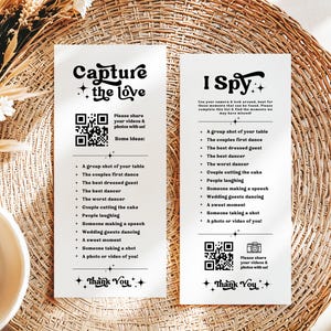 Capture The Love Photo Scavenger Hunt Wedding Game Card I Spy Wedding Game Wedding Photo QR Code Sign Retro Wedding Sign Wedding Card