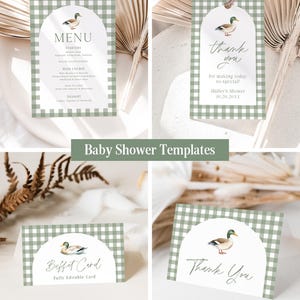 Mallard Baby Shower Invitation Bundle Green Plaid Duck Baby Shower Invite Duck Hunting Shower Games Editable Template Instant Download MD image 6