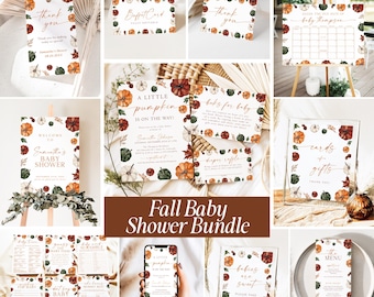 Little Pumpkin Baby Shower Bundle, Fall Pumpkin Baby Shower Invitation, Autumn Baby shower Pumpkin Baby Shower Decorations Games Template G7