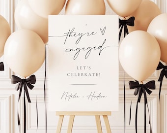 Engagement Party Welcome Sign Modern Minimalist Welcome To Our Engagement Sign They're Engaged Lets Celebrate Poster Printed + Shipped AD
