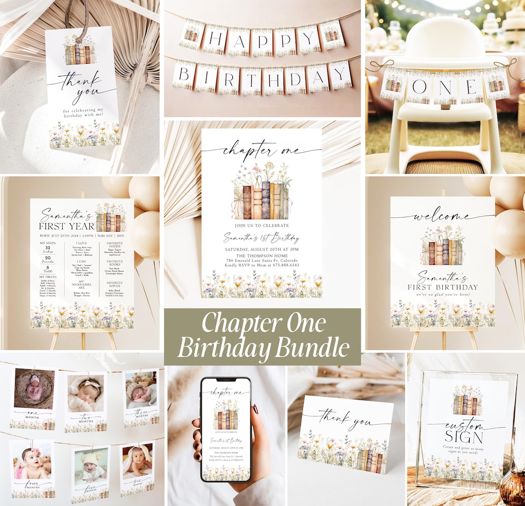 First Chapter Birthday Bundle, One for the Books Birthday Bundle, Book ...