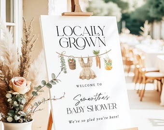 Printed + Shipped Locally Grown Baby Shower Welcome Sign, Farmers Market Baby Shower Welcome Sign, Home Grown Baby Shower Welcome Poster, HG