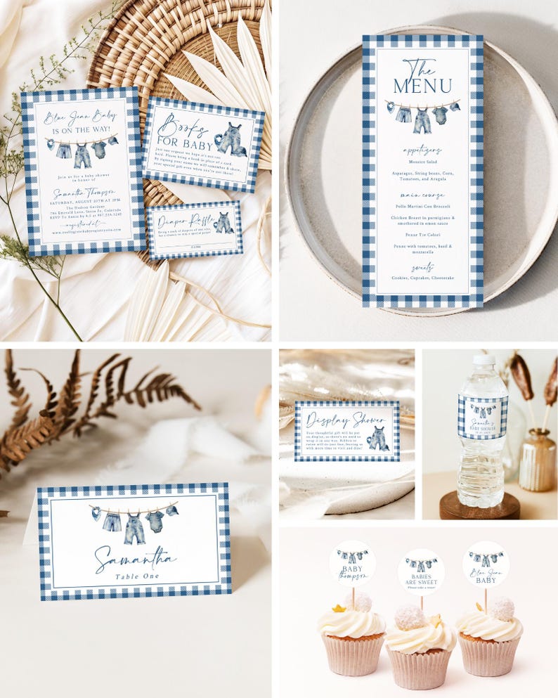 Blue Jean Baby Shower Invitation, Denim Western Baby Shower Template, Western Rustic Baby Shower Invite, Country Boy Baby Shower Invites, BJ imagen 6