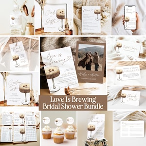 Love Is Brewing Bundle, Espresso Martini Bridal Shower Invitation Template, Printable Brunch Invite, DIY Editable Coffee Wedding Invites EM