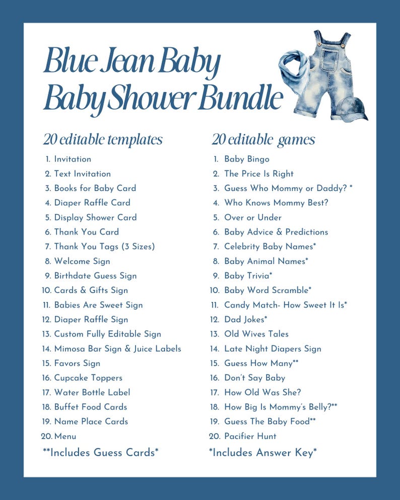 Blue Jean Baby Shower Invitation, Denim Western Baby Shower Template, Western Rustic Baby Shower Invite, Country Boy Baby Shower Invites, BJ imagen 8