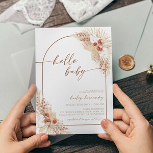 Boho Baby Shower Invitation, Baby Shower Invitation Template, Rustic Baby Shower Invite, Terracotta Baby Shower Invite, Gender Neutral, T1
