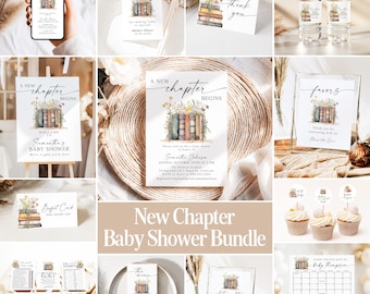 Storybook Baby Shower Bundle New Chapter Begins Baby Shower Book themed Baby Shower Storybook Baby Shower Decor New Tale Shower Games NC1