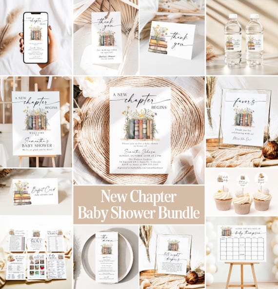 Storybook Baby Shower Bundle New Chapter Begins Baby Shower Book themed Baby Shower Storybook Baby Shower Decor New Tale Shower Games NC1