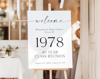 Class Reunion Welcome Sign 50th Class Reunion Welcome Poster Custom High School Reunion Celebration Entrance Sign Printed + Shipped ML