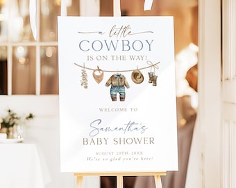 Cowboy Baby Shower Welcome Sign, Little Cowboy Is On The Way Baby Shower, Wild West Baby Boy Shower Decorations, Western Welcome Poster LC1