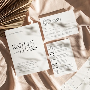 Modern Wedding Invitation Set Template, Vintage Classic Old Money Invite, DIY Whimsical Engagement Invites, Minimalist French Inspired T12