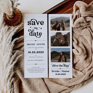 Modern Minimalist Retro Save the Date Template Printable Save The Date With Photo DIY Photo Booth Strip Card Editable Template Invitation R1 image 6