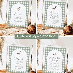 Mallard Baby Shower Invitation Bundle Green Plaid Duck Baby Shower Invite Duck Hunting Shower Games Editable Template Instant Download MD image 5