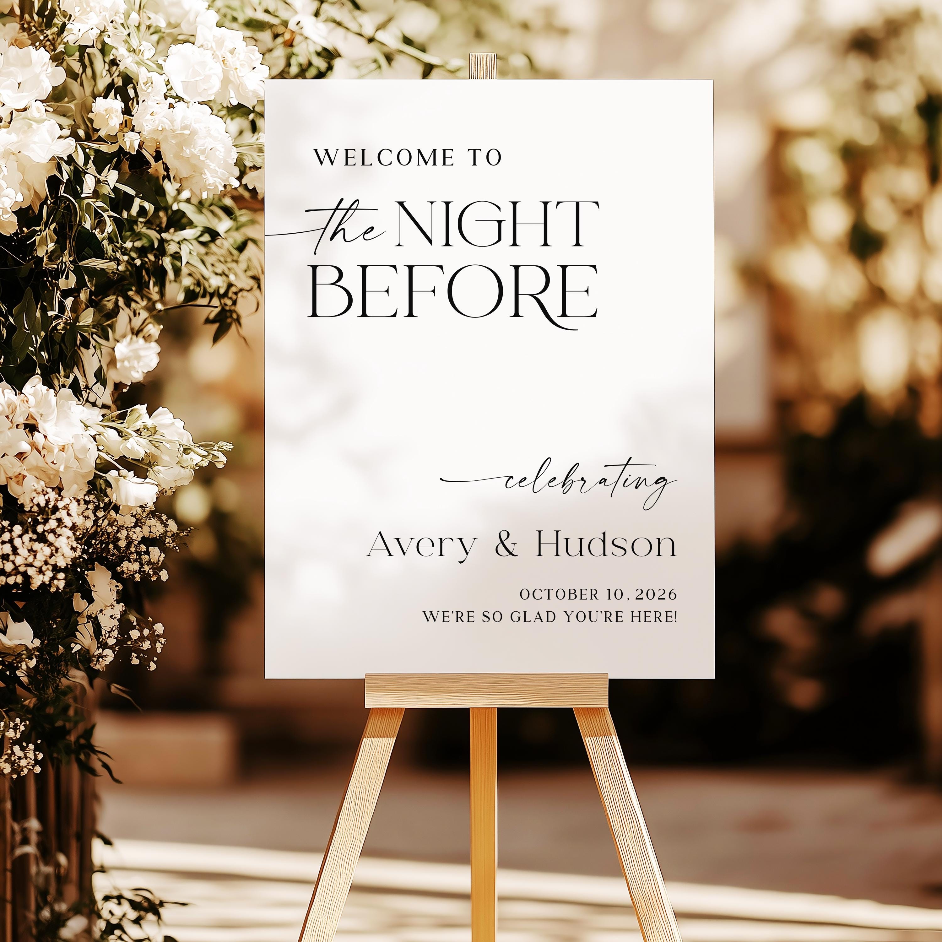 The Night Before Wedding Sign Template Wedding Rehearsal Dinner Welcome ...