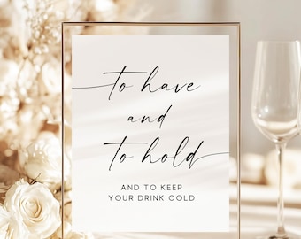 Letrero de mesa para recuerdos de boda: enfriadores de latas editables. Ideal para la recepción. Diseño moderno, minimalista y bohemio.