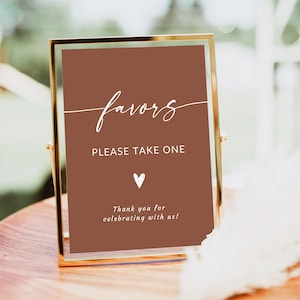 Minimalist Favors Sign, Modern Wedding Favors Sign Template, Terracotta Wedding Favors Sign, Boho Bridal Shower Favors Sign, Rustic Sign, T2