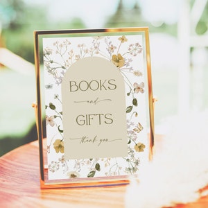 Books and Gifts Sign, Wildflower Gifts Sign, Gifts Table Sign, Books and Cards Sign, Floral Books and Gifts, Rustic baby shower sign, WF1