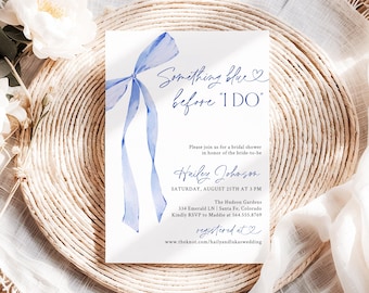 Something Blue Before I Do Bridal Shower Invitation Template Printable Blue Bow Brunch Invite DIY Editable Wedding Shower Invites LB