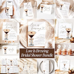 Love Is Brewing Bundle Espresso Martini Bridal Shower Invitation Template Printable Brunch Invite DIY Editable Coffee Wedding Invites EM