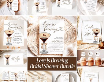 Love Is Brewing Bundle Espresso Martini Bridal Shower Invitation Template Printable Brunch Invite DIY Editable Coffee Wedding Invites EM