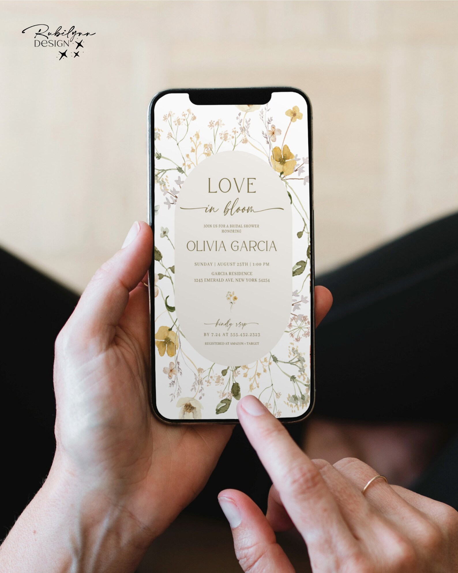 Wildflower Bridal Shower Evite Template, Boho Electronic Bridal Shower ...