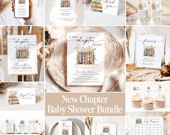Storybook Baby Shower Bundle New Chapter Begins Baby Shower Book themed Baby Shower Storybook Baby Shower Decor New Tale Shower Games NC1
