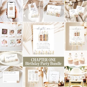 First Chapter Birthday Bundle, One For The Books Birthday Bundle, Book themed Birthday Signs, Storybook Birthday Decor, Editable Template CO