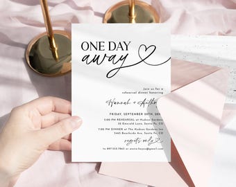 The Night Before Rehearsal Dinner Invitation Modern Minimalist Rehearsal Dinner Invite One Day Away Instant Download Editable Template ML