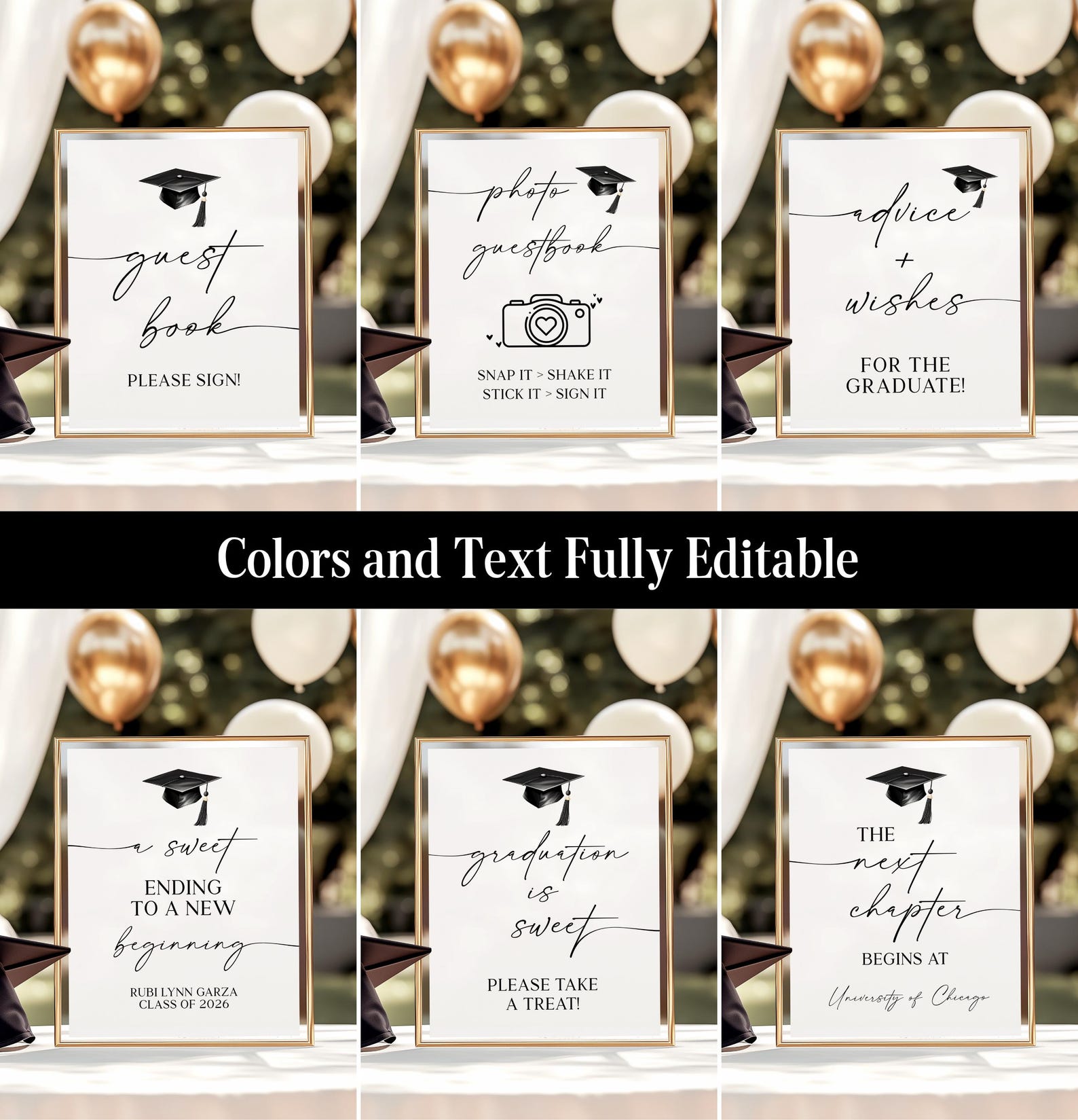 Picket Signs For Graduation Graduation Party Sign Bundle Editable Grad Party Templates Printable ...