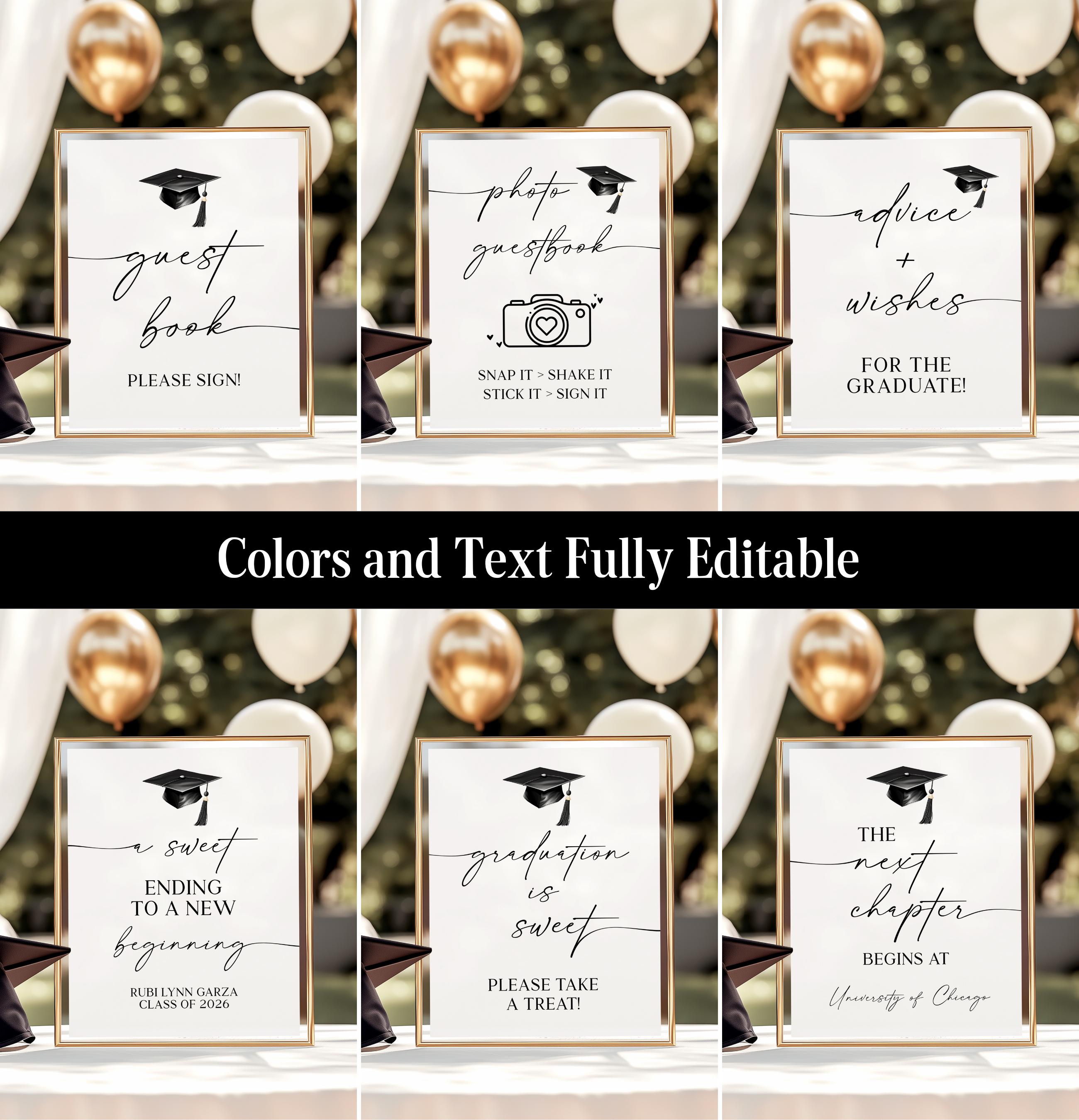 Graduation Party Sign Bundle Editable Grad Party Templates Printable ...