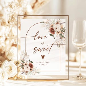 Love is Sweet Please Take A Treat Sign Boho Love is Sweet Wedding Sign Printable Dessert Table Sign Fall Bridal Shower Sign T7
