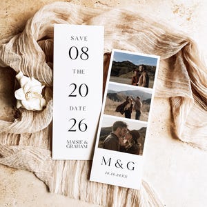 Photo Strip Save the Date, Photo Save the Date Card, Photo Booth Save the Date, Minimalist Save the Date Template, Editable Template M4