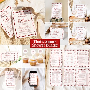 Thats Amore Bridal Shower Invitation Template Bundle DIY Editable Wedding Shower Invite, Printable Hand drawn French Engagement Party Set TA