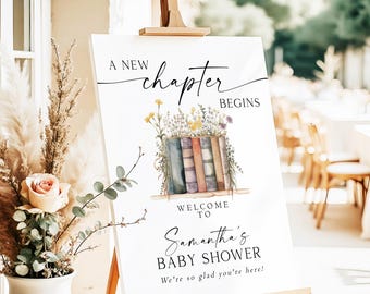 New Chapter Baby Shower Welcome Sign Template, Storybook Theme Editable Poster, Book Themed Party Sign, A New Story Begins Decor, NC1