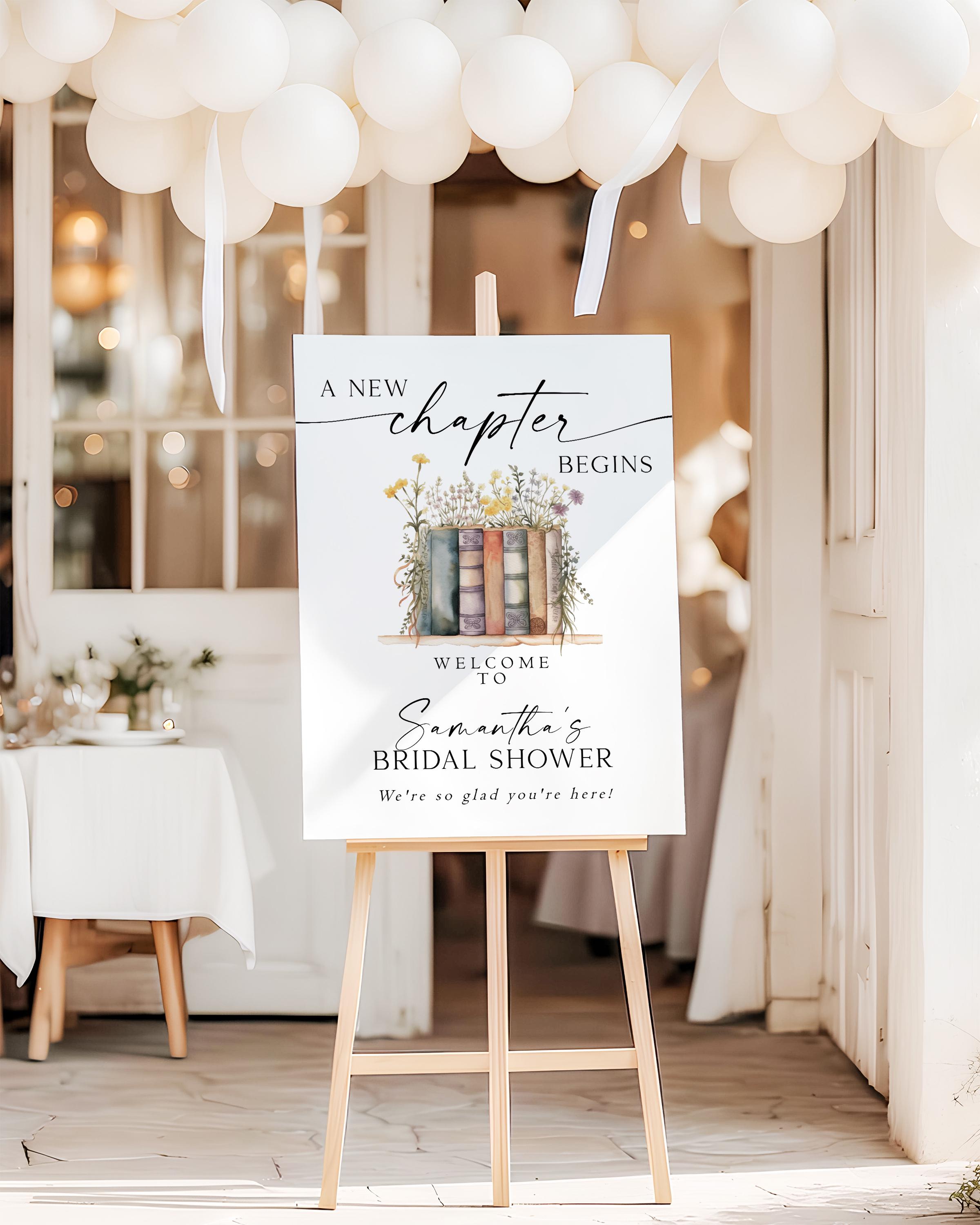 Printed + Shipped A New Chapter Bridal Shower Welcome Sign, Wildflower ...