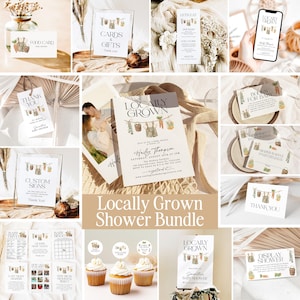 Locally Grown Baby Shower Bundle, Farmers Market Baby Shower Bundle, Locally Grown Baby Shower Games, Editable Locally Grown Invitation, LG